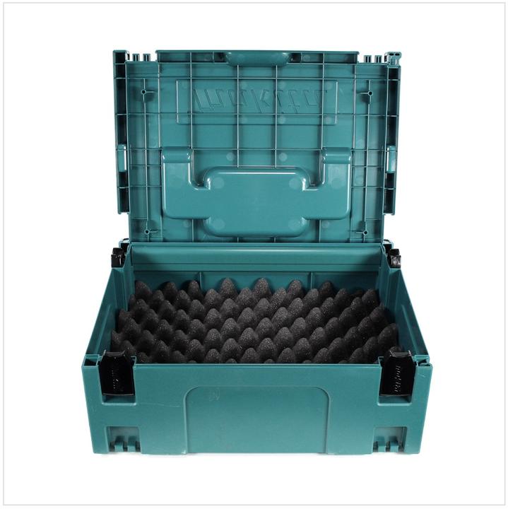 Actual product image Makita MAKPAC 2 system case - with universal insert for 18 V battery tools screwdrivers saws Schl