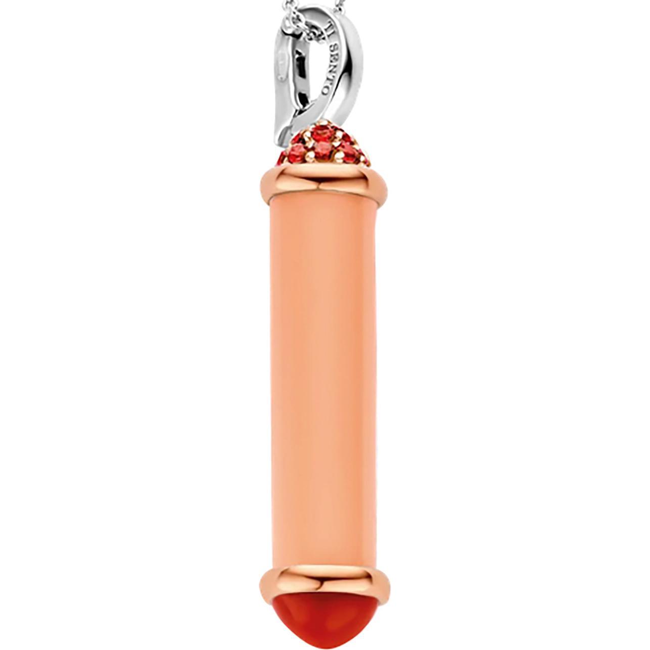 Ti Sento Milano, Halsschmuck, Kette mit Anhänger korallenpink bicolor 6802CP, (925 Sterling Silber, 45 cm)