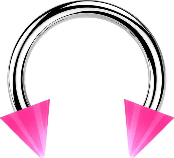 Actual product image Star Piercing Micro Circular Barbell silver with two cones pink (without brass, Surgical steel 316L, Plastic)