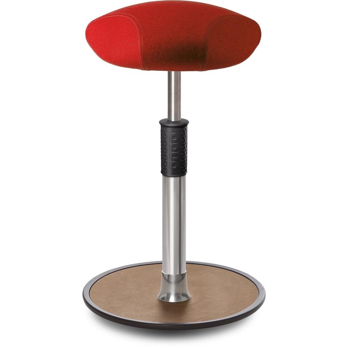 Ongo, Bürostuhl, Sitz- Stehhocker Free Tall Triangel kvadrat Divina Melange Rot Chrom /Natur