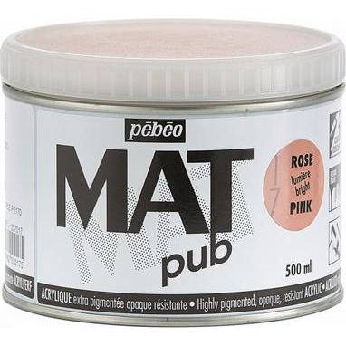 Pebeo, Künstlerfarbe + Bastelfarbe, Acrylic Mat Pub (Licht Rosa, 500 ml)