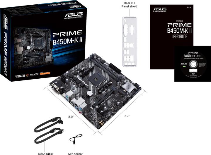 Image du produit ASUS PRIME B450M-K II (AM4, AMD B450, mATX)