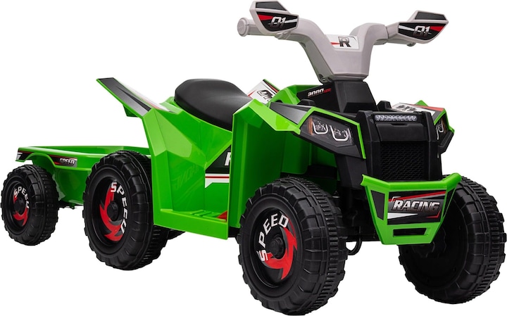 Immagine prodotto Homcom Quad per bambini, ricaricabile, 2,5 km/h, con rimorchio, 50 minuti di guida, per bambini da 1,5 a 3 (6 V)