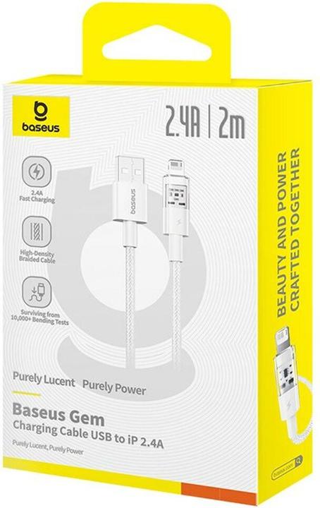 Produktbild Baseus Gem USB zu IP 2.4A Schnellladekabel 2 m Weiss (2 m)