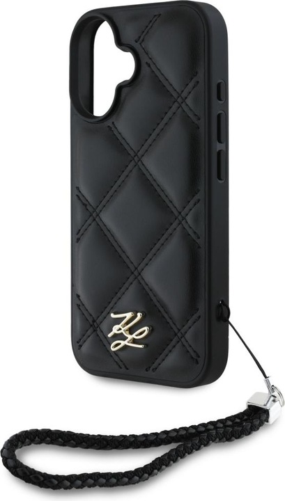 Produktbild Karl Lagerfeld Case Quilted Initial Logo & Chain Strap for iPhone 16 black (Apple iPhone 16)