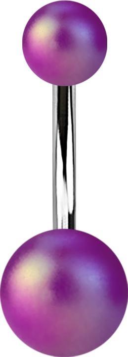 Immagine prodotto Star Piercing Banane silber mit zwei Kugeln Perglanz matt violett (Materiale sintetico, senza ottone, Acciaio chirurgico 316L)