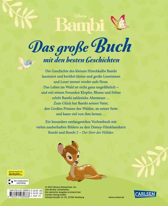 Produktbild Disney: Bambi – Das grosse Buch mit den besten Geschichten (Deutsch, Walt Disney, 2023)