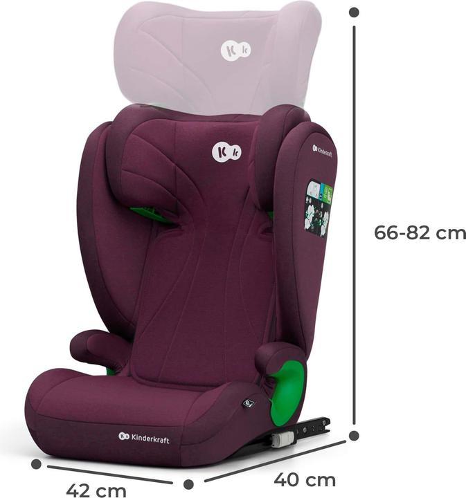 Immagine prodotto KinderKraft Junior Fix 2 I-Size Cherry Pearl (Seggiolino per bambini, ECE R129/i-Size Standard)