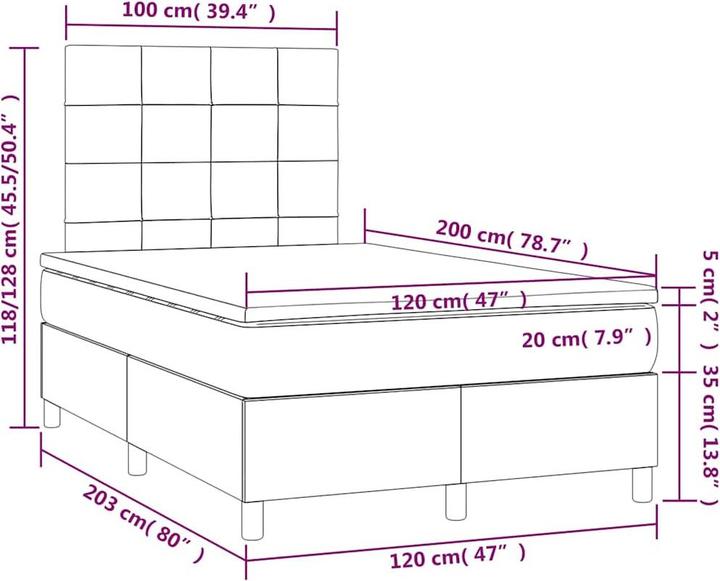 Image du produit vidaXL Boxspringbett (120 x 200 cm)