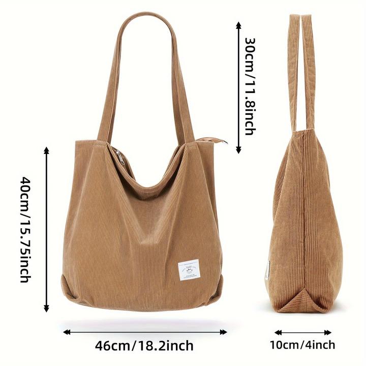 Actual product image Only-Bags.Store Corduroy shoulder bag, minimalist monochrome tote bag, all-match storage handbag