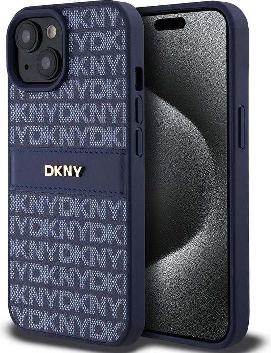 Produktbild DKNY DKHCP15SPRTHSLB iPhone 15 / 14 / 13 6.1" niebieski/blue hardcase Leather Mono Stripe & Metal Lo (Apple iPhone 13, Apple iPhone 14, Apple iPhone 15)
