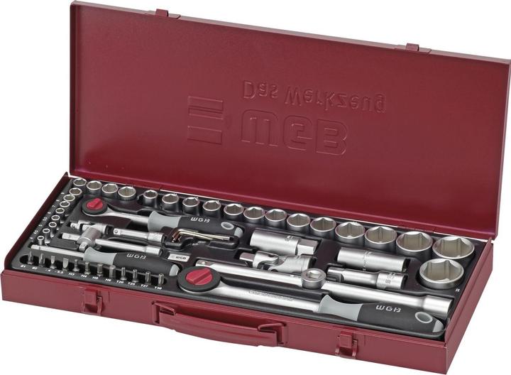 Produktbild WGB Steckschlüssel-Satz No. 3920 1/4"+1/2" vierkant mit Umschaltknarre 56-teilig
