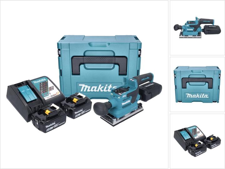 Actual product image Makita DBO 382 RGJ Battery orbital sander 18 V 93 x 185 mm Brushless + 2x rechargeable battery 6.0 Ah + (Sander, 200 W)