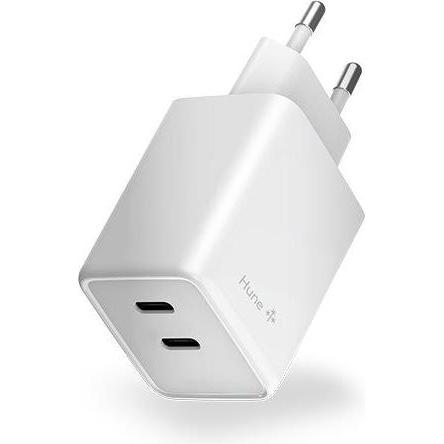 Hune Cargador Eco Dual 45w Blanco Nieve (45 W, 2 porte), Caricatore USB, Bianco