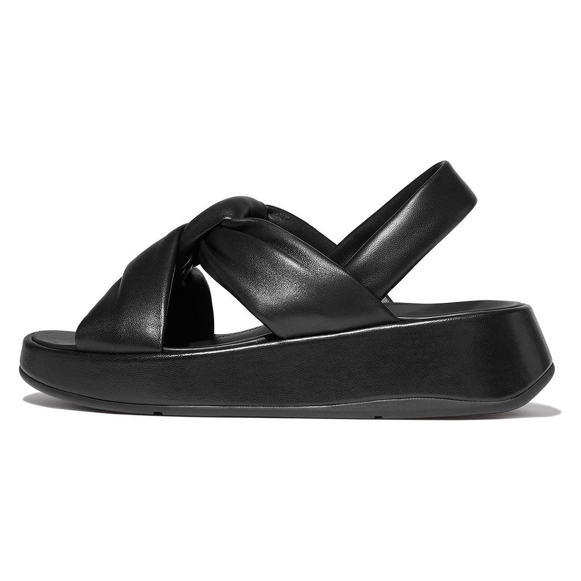 Fitflop, Damen, Sandalen, F-Mode Knot Soft-Leather Flatform B/Strap, Schwarz, (40)