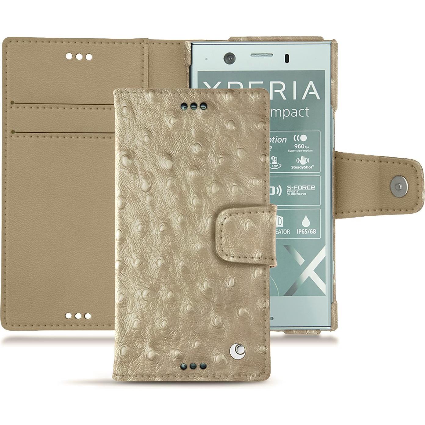 Noreve Lederschutzhülle Wallet (Sony Xperia XZ1 Compact), Smartphone Hülle, Beige
