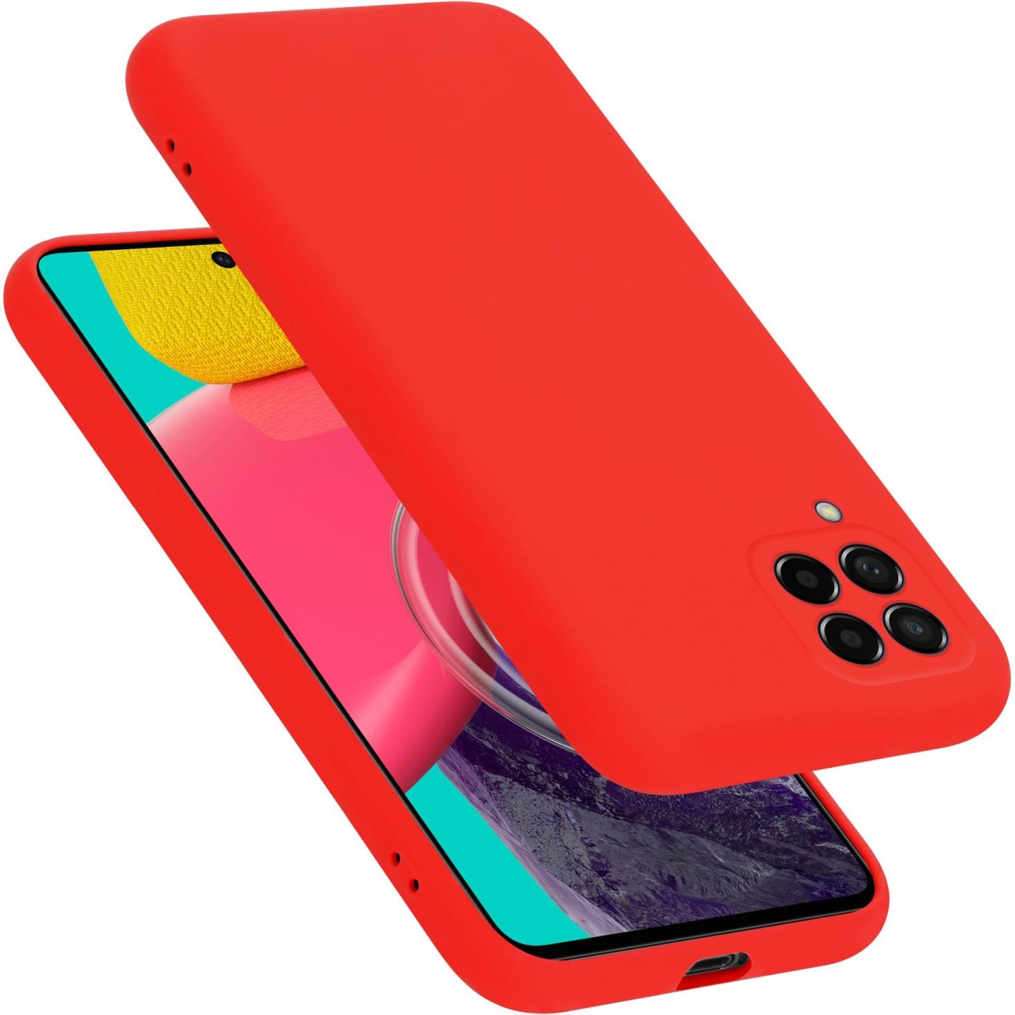 Cadorabo TPU Liquid Silicone Case Hülle für Samsung Galaxy M53 5G (Samsung Galaxy M53 5G), Smartphone Hülle, Rot