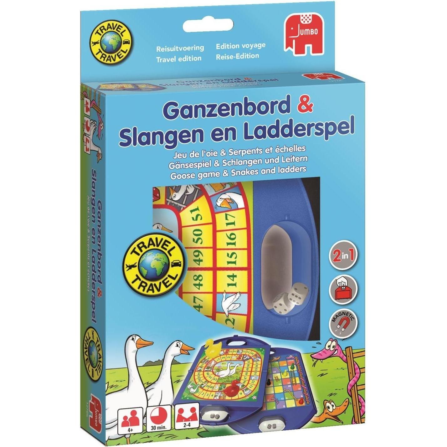 Jumbo Spiel mit Gänsebrett und Schlangen und Leitern (Deutsch, Englisch, Französisch)
