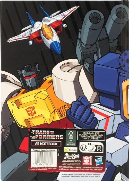 Image du produit Blue Sky TRANSFORMERS - Ordinateur portable A5 Premium (A5, À rayures, Couverture rigide)