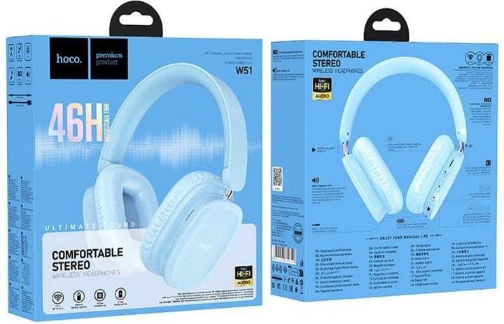 Actual product image Hoco Wireless headphones wireless headphones bluetooth W51 blue (46 h, Wireless)