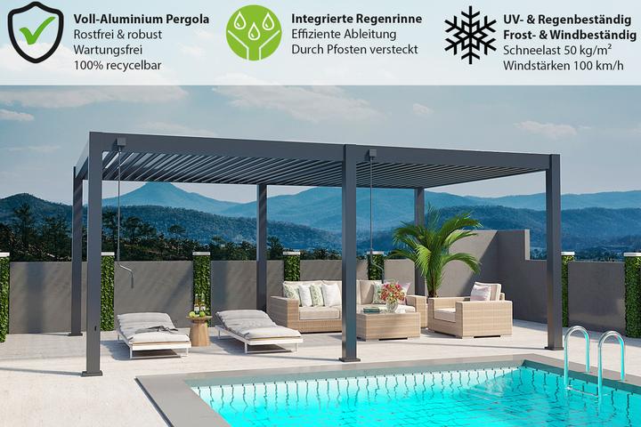 Produktbild Weide Pergola Deluxe Plus 4x6m mit Lamellendach Anthrazit (400 cm, 600 cm)