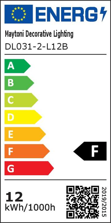 Energie-Label Maytoni Yin LED Downlight, Einbauleuchte 12W Schwarz Warmweiss Ø98mm (1100 lm)