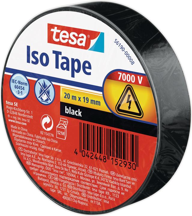 Actual product image tesa Electrical insulating tape, heat-resistant adhesive tape for insulating, repairing & bundling (19 mm)