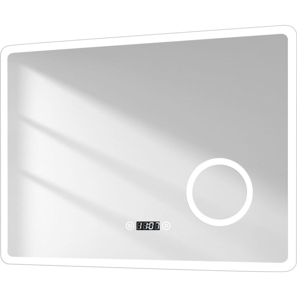 Emke, Spiegelschrank, Badspiegel mit Beleuchtung 80*60cm,3X Vergrösserung, Beschlagfrei, Temperatur und Uhr, Kaltweiss