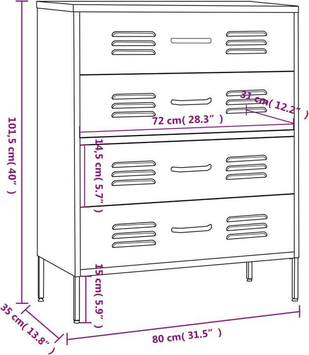 Produktbild vidaXL Kommode (80 x 35 x 101.50 cm)