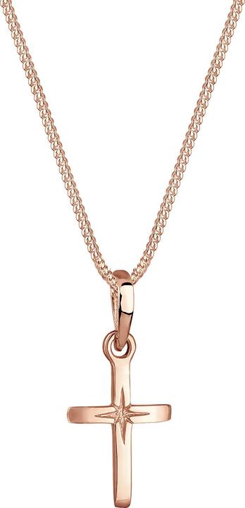 Image du produit Elli Collier Croix gravure étoile 925 en argent sterling communion (Argent sterling 925, 45 cm)