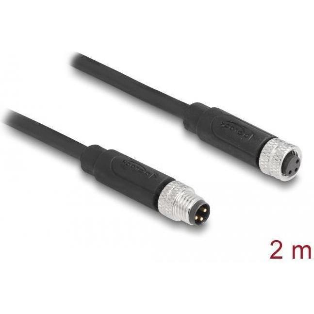 Thumbnail - Delock M8 3 Pin Kabel St zu Bu A-kodiert 2m (STP, 2 m), Netzwerkkabel