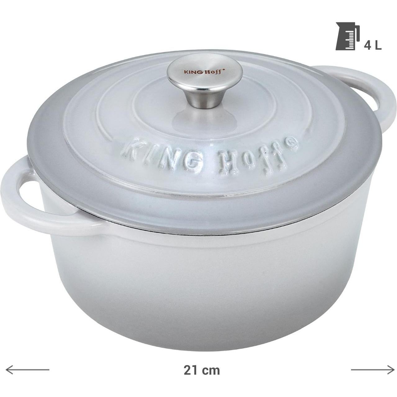 Kinghoff Grigio Pentola In Ghisa 21 Cm Kh-1520, Padella + Pentola,