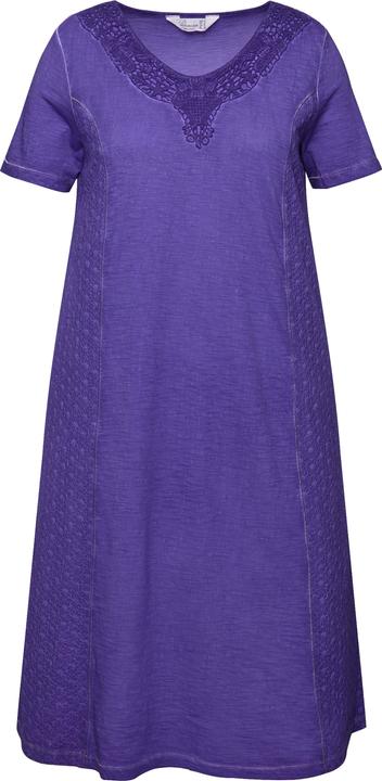 Produktbild Miamoda Jerseykleid, A-Line, cold dyed, V-Ausschnitt mit Lochstickerei, Halbarm (46)