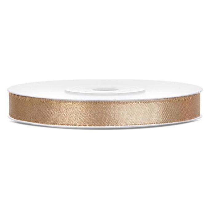 Partydeco, Cadeauverpakking, Satijnlint, Licht Goud, 6mm/25m (1 St. / 25 Lm)
