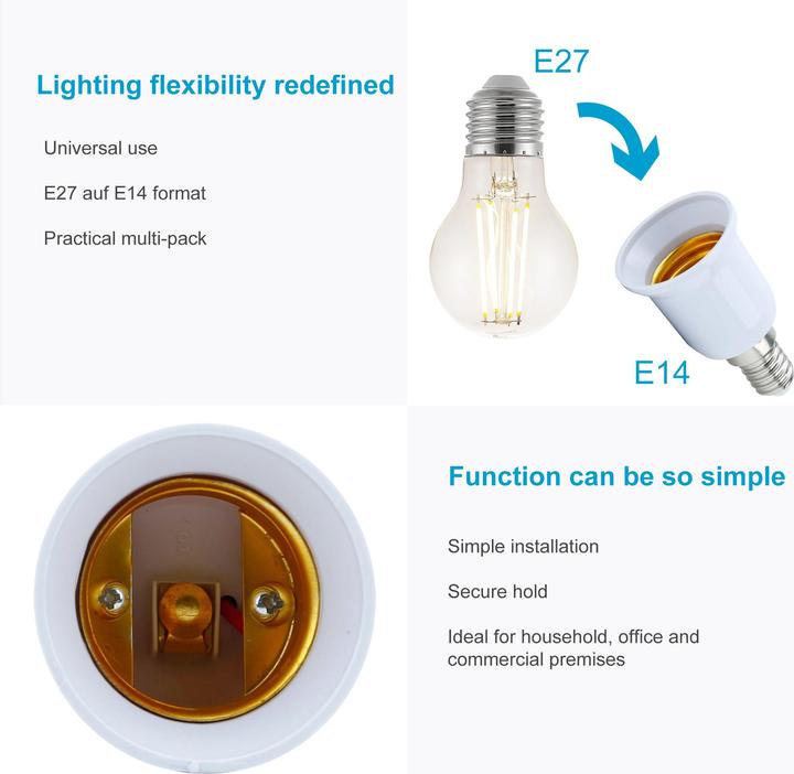 Image du produit Intirilife Adaptateur de culot d'ampoule E14 vers E27