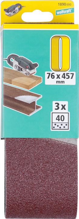 Actual product image wolfcraft 6 Fabric Sanding Belts 76 x 457 mm, grain 120 (120)
