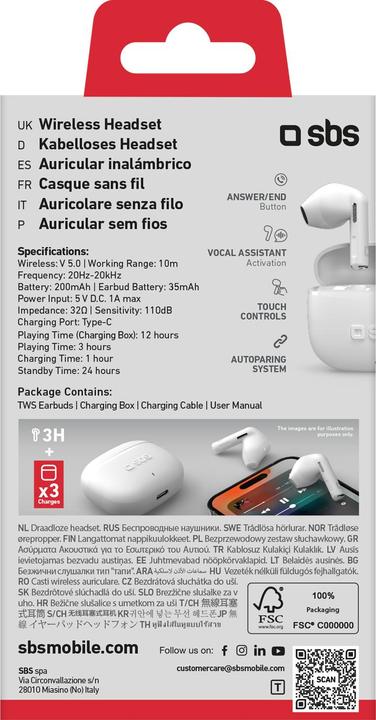 Immagine prodotto SBS Auricolari semi-in-ear TWS (3 h, Senza fili)