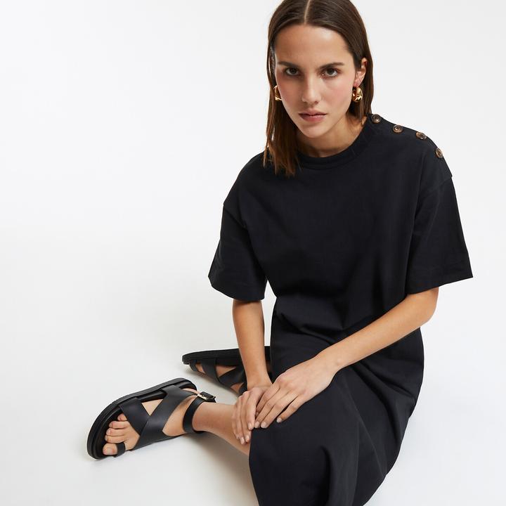 Actual product image La Redoute Collections Long jersey dress with button placket on the shoulder (XS)