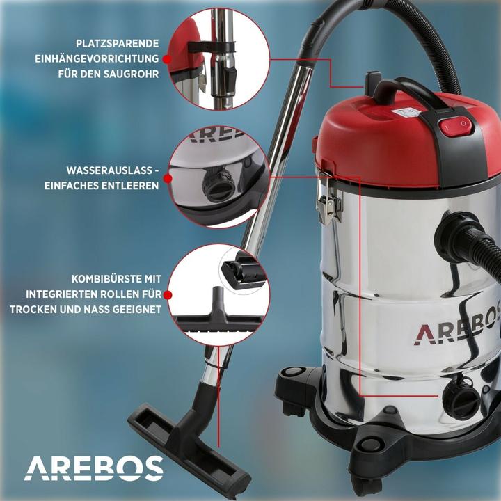 Actual product image Arebos Industrial hoover (Wet dry vacuum cleaner)