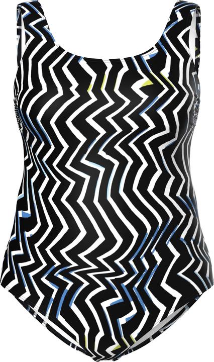 Image du produit Ulla Popken Maillot de bain sans bonnets souples, col rond et motif chevrons (54)