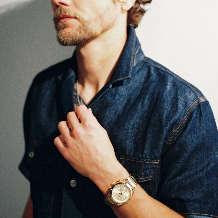 Image du produit Fossil EVERETT Heren Horloge 44 mm - Goudkleurig (Chronographe, 44 mm)