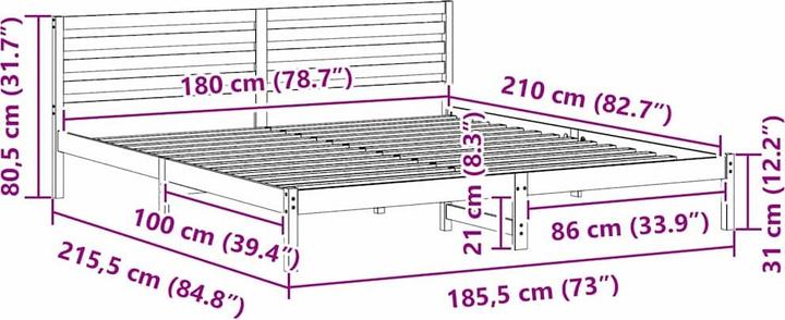 Produktbild vidaXL Plattformbettgestell (180 x 210 cm)
