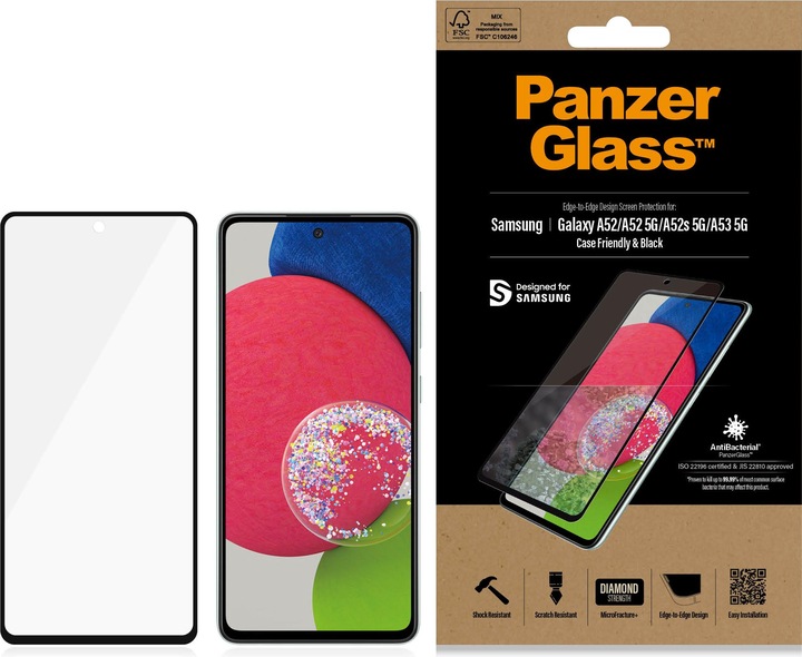 PanzerGlass Edge to Edge (1 Stück, Samsung Galaxy A52 5G, Samsung Galaxy A52)