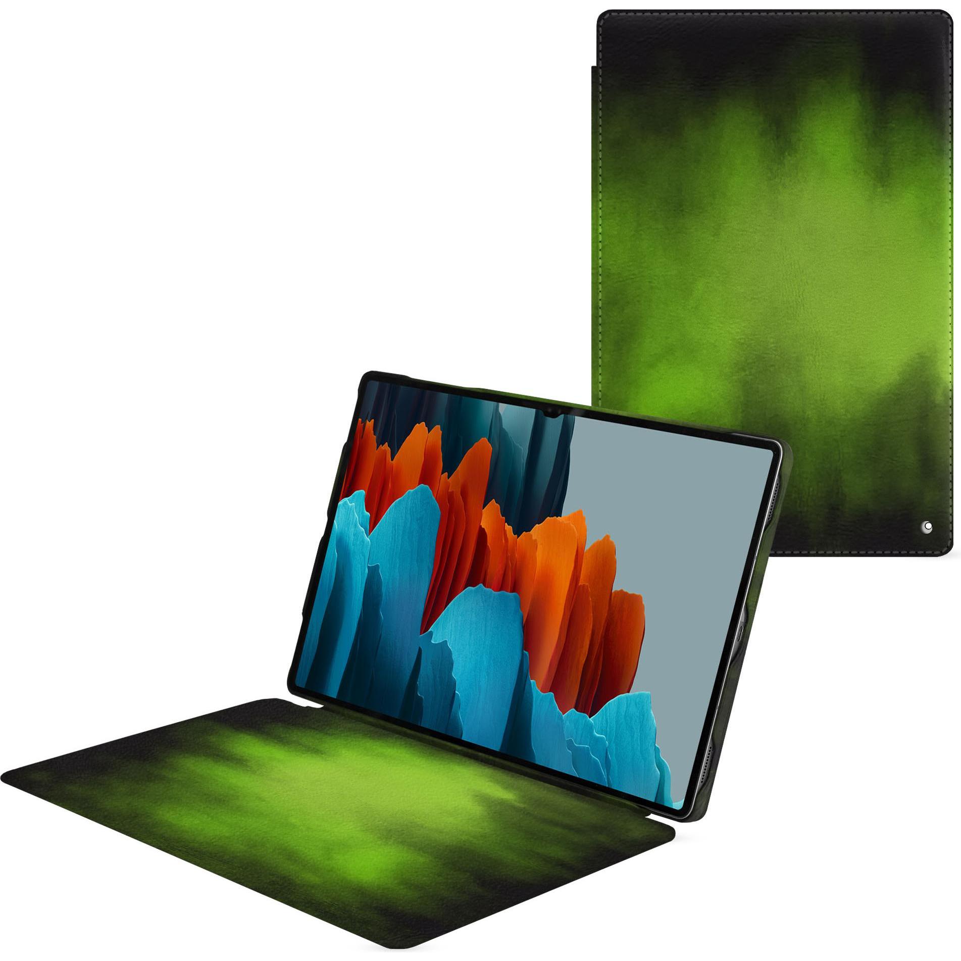 Thumbnail - Noreve Lederschutzhülle horizontal (Galaxy Tab S9 Ultra), Tablet Hülle, Grün