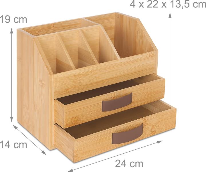 Relaxdays - Schreibtisch Organizer Bambus Design A, 19 x 24 x 14 cm -  Galaxus
