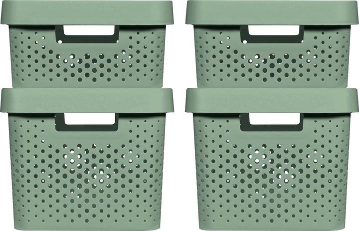 Produktbild Curver INFINITY RECYCLING Boxen mit Punktmuster 2x (11L+17L) und Deckel kiefergrün (50.10 l)