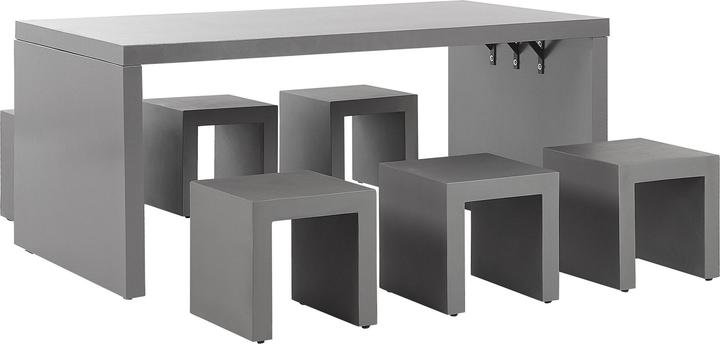 Produktbild Beliani Gartenmöbel Set Beton grau 6-Sitzer U-Form TARANTO (180 cm)