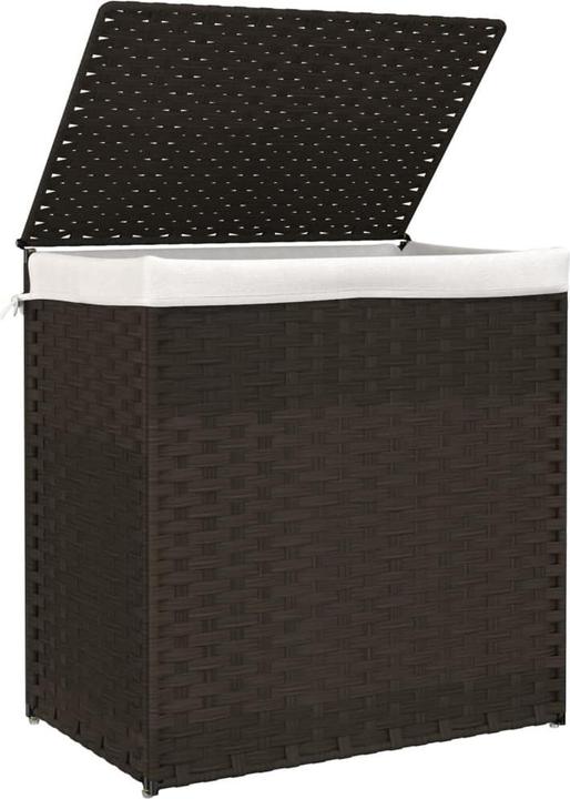 Produktbild VidaXL Wäschekorb mit 2 Fächern Dunkelbraun 53x35x57 cm Poly