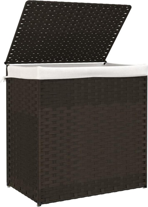 Actual product image VidaXL Laundry basket with 2 compartments Dark brown 53x35x57 cm Poly