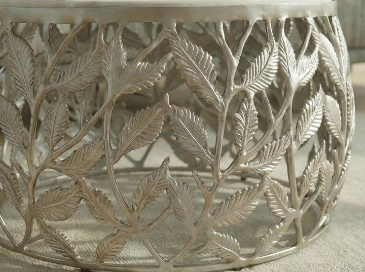 Produktbild FineBuy 2er Set Couchtisch Marmor Metall rund Wohnzimmertisch Beistelltisch Satztisch (60 x 60 x 33 cm)